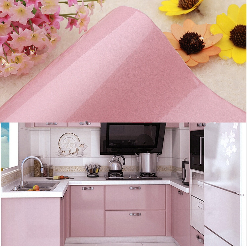 Pink Wall Sticker Self Adhesive Vinyl Kitchen Cupboard Door Cover